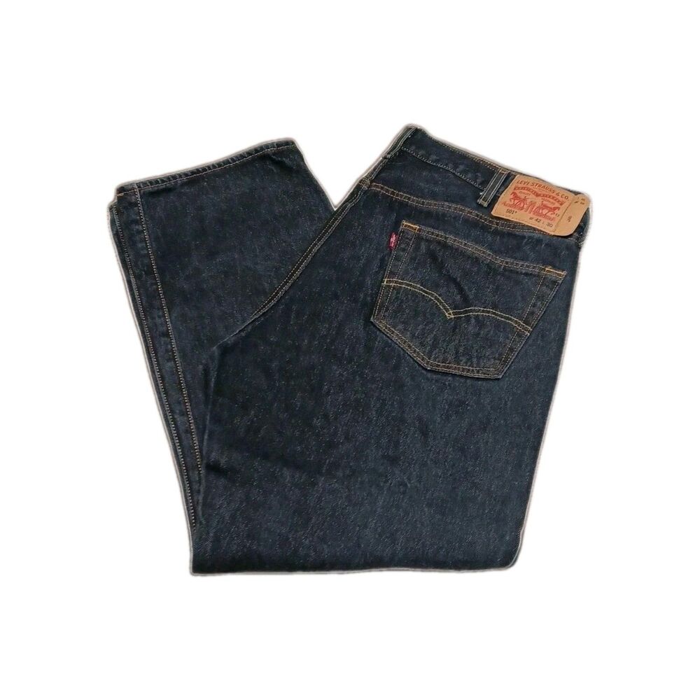 Levi's 501 Original Fit Black Jeans Mens 42x30 Button Fly Red Tag Denim Classic